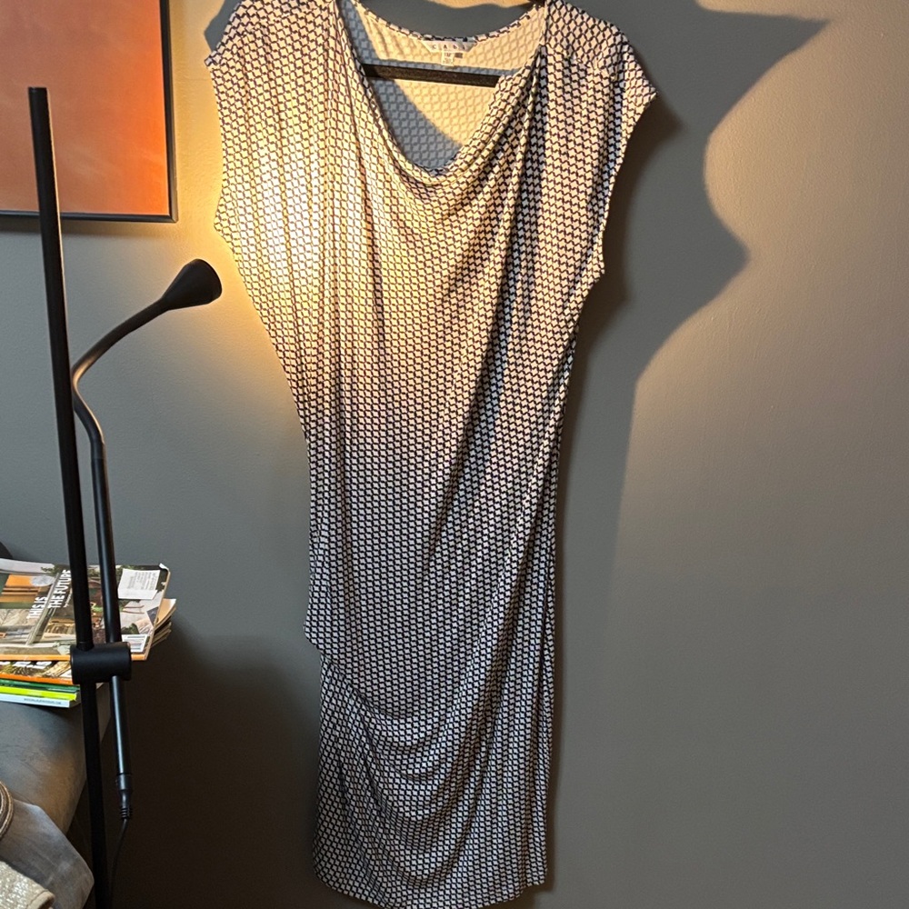 CAbi Black and White Asymmetrical Dress